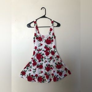 Divided by H&M white rose print dress. Mid thigh length, size 4